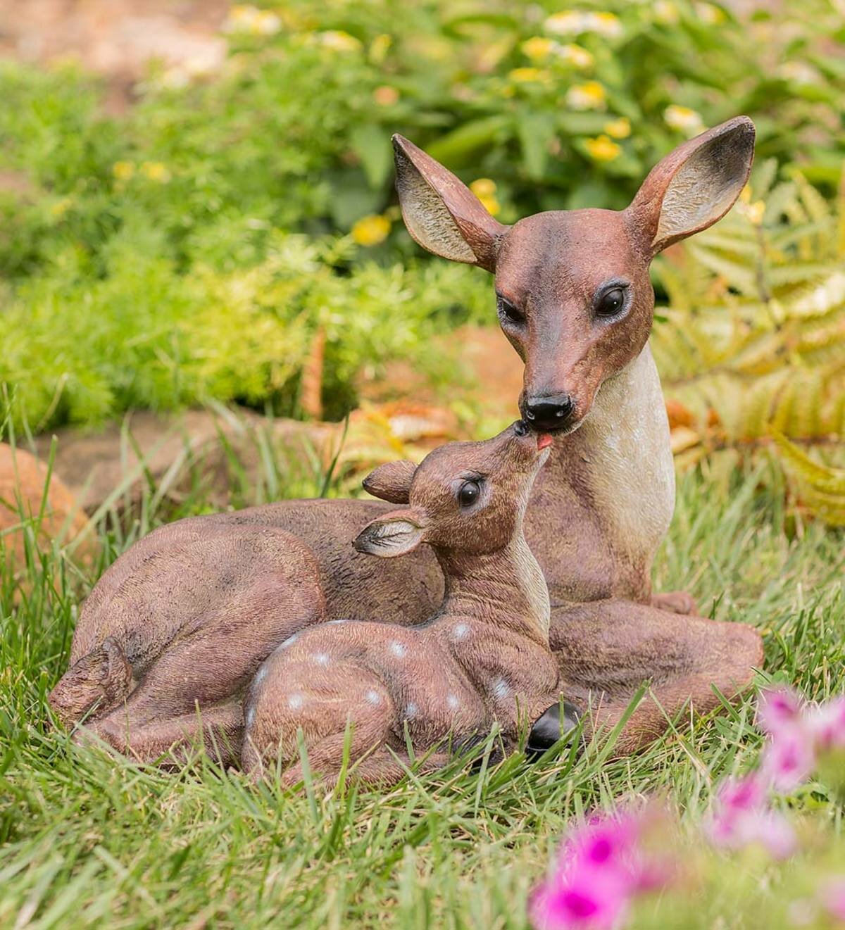 2Pcs Adorable Deer Fawn Lying Garden Adorable Statue Porch buying Flowerbed Yard Garden